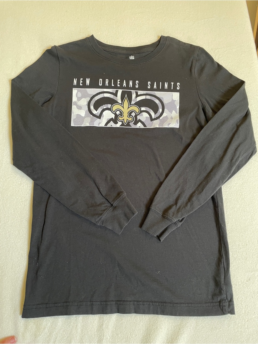 NFL New Orleans Saints Black Long Sleeve Shirt with Gold Fleur-de-lis
